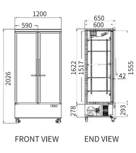 Double Glass Door Display Fridge LC-1200FX