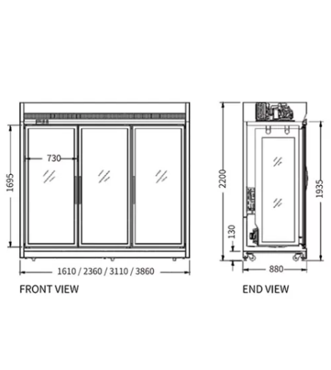 Triple Glass Door Meat Hanging Freezer XC-ZDR-16