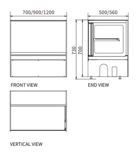 Square Glass Chilled Counter-Top Food Display DG-TZ1200