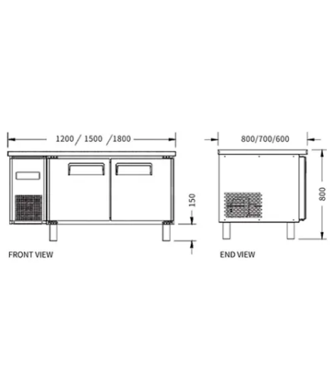 Stainless Double Door Workbench Freezer PLD-12N2 (600MM)