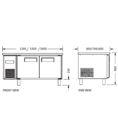 Stainless Double Door Workbench Freezer PLD-15N2 (700MM)