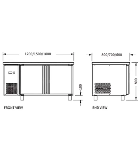 Stainless Double Door Workbench Freezer PLD-12N2F (600MM)